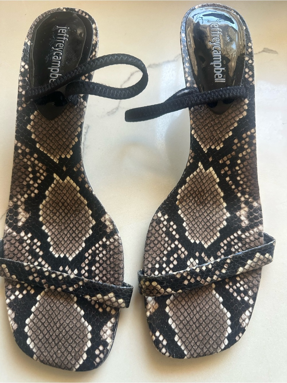 Jeffrey Campbell Hera-Hi Snakeskin Strappy Kitten Heels Size 9.5